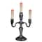 14&#x22; Antique Silver Skull Trio Halloween Candelabra D&#xE9;cor